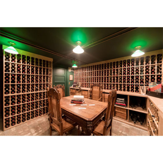 Walkin modular wine cellar racking with tasting table Ciematic
