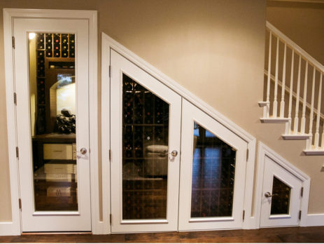 basement wine cellar under stairs