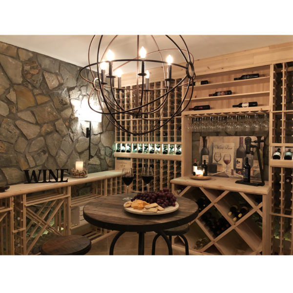 Traditional rough pine basement wine rack CR201 Ciematic