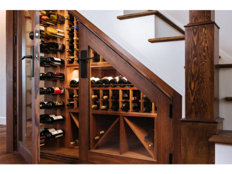 wine fridge under stairs