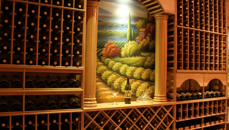 rustic wooden wine racks